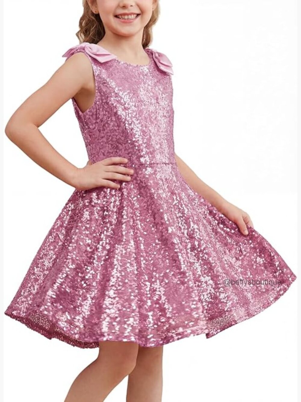 Girls Sequin A-Line Sleeveless Birthday Formal Party Dress Sparkly
